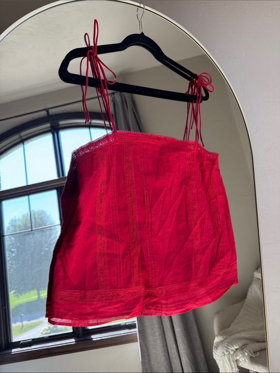 Abercrombie & Fitch Tops - Abercrombie & Fitch Red Lace Trim Tank Top